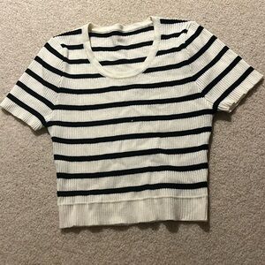 Shein short sleeve top, black & white striped, size Medium